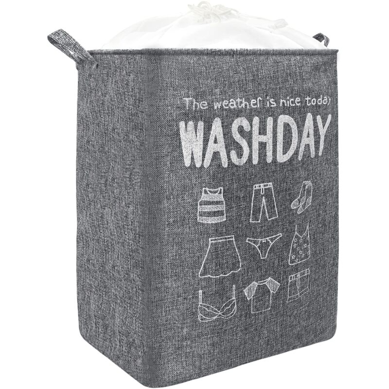 20.9 in 72L Panier à Linge Pliable Grande avec Poignée Corbeille a Linge Rectangulaire avec Fermeture à Cordon Tissu Impermeable Panier de Rangement