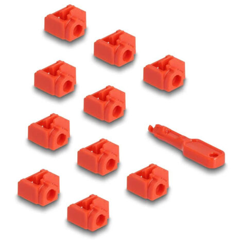 20928 DeLock Lot de 10 bloqueurs de Port RJ45 - Lot de 10 bloqueurs de Port pour RJ45 Femelle avec clé de verrouillage