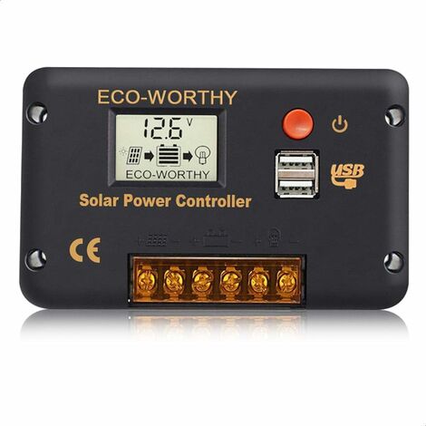 20A 12V/24V Contrôleur de Charge panneau solaire, régulateur intelligent avec écran LCD, PWM Intégré, Double Port USB, Protection contre les Surcharges pour Batteries