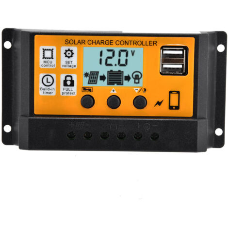 20A 12V/24V PWM-Laderegler mit zwei USB-Anschlüssen für Solarmodule