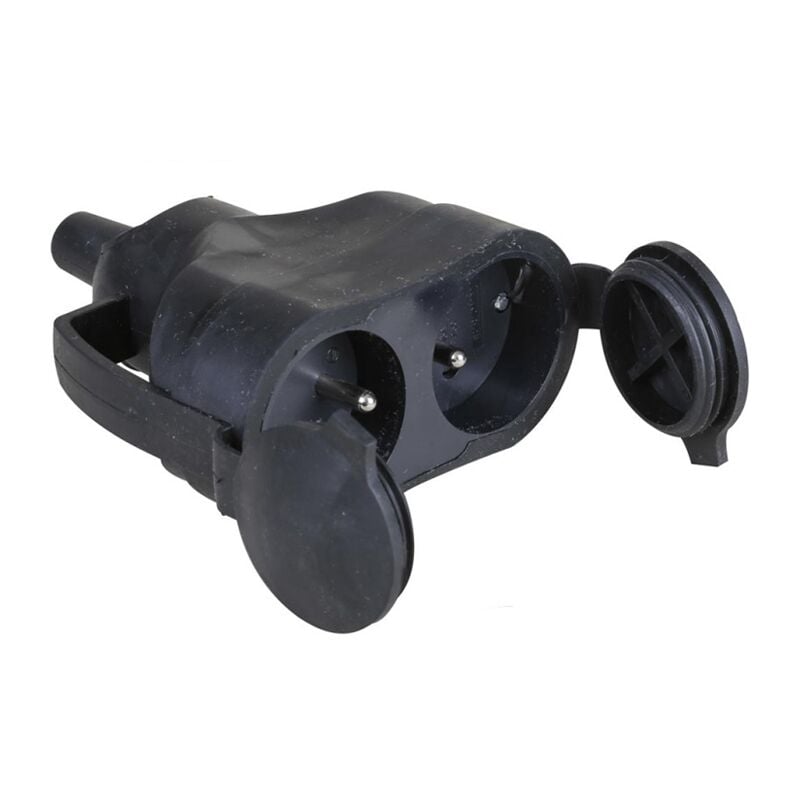 Eur Ohm - Fiche double femelle étanche en caoutchouc 2P+T 16A IP44