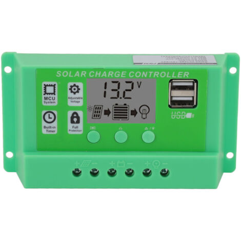 20A PWM-Solarladeregler mit großem LCD-Display für 12V/24V-Systeme