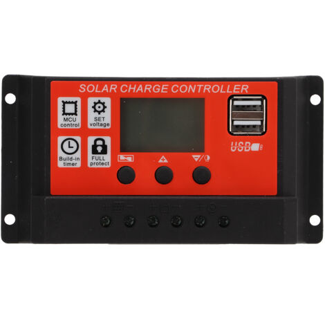 20A PWM-Solarladeregler mit LCD-Display und zwei USB-Anschlüssen für 12V/24V-Module
