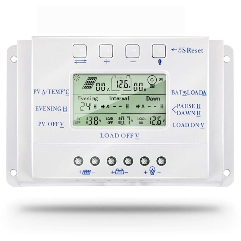 20A Régulateur de Charge Solaire 12V/24V Tension D'identification Automatique Régulateur D'intelligence de Panneau Solaire avec Écran LCD - T20