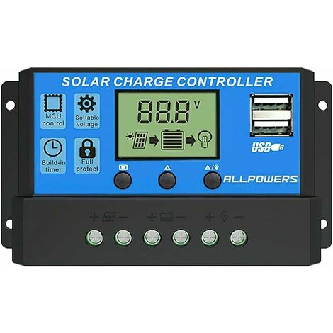 20A Solar Charger Controller Intelligent Solar Panel Regulator with USB Port Display 12V/24V——