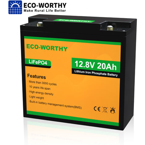 20Ah 12V Lithium LiFePO4 Deep Cycle Rechargeable Battery Built-in BMS for Marine