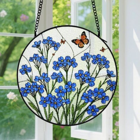20cm Accroche-soleil vitrail artisanal, décoration florale fenêtre, cadeau pour amateurs de jardinage