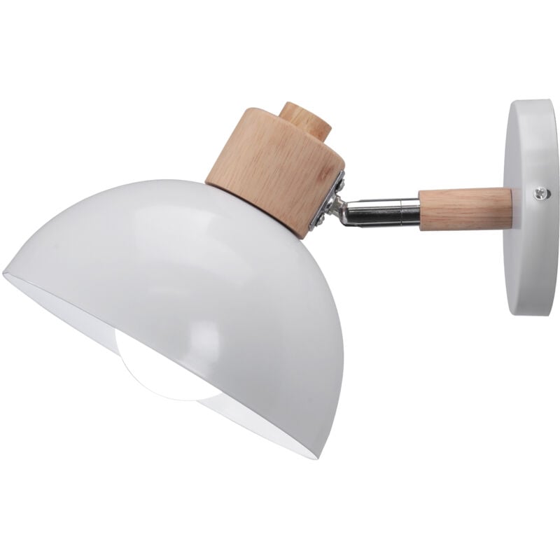 20CM Applique Murale Rétro Moderne Applique Murale En Bois Et Métal, Angle Réglable, Pour Salon, Chambre à Coucher, Bureau D'Étude (Blanc) E27