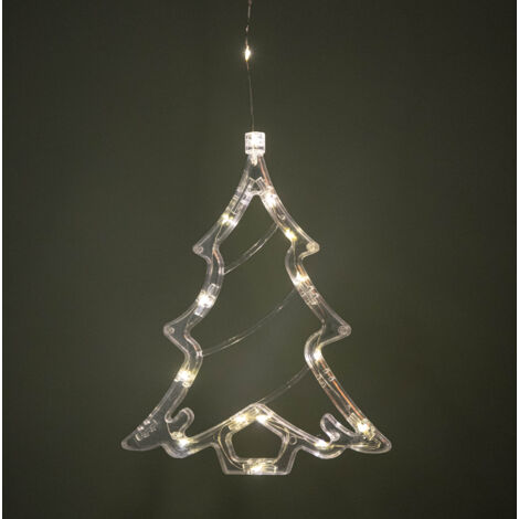 20cm Battery Operated Light up Christmas Tree Window Decoration with Warm White LEDs