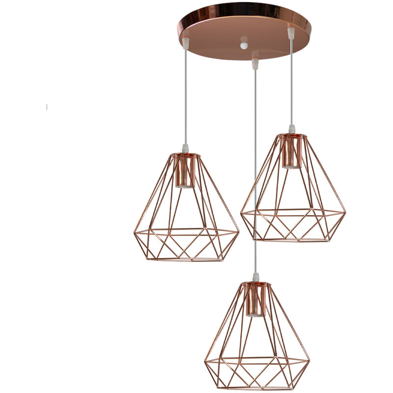 20cm Diamond Ceiling Light Vintage Pendant Creative Adjustable 3 Lights Industrial For Living Room Dining Bar Balcony Rose Gold L99zmd055 - Ceiling Light Rose Pendant 20cm Diamond Ceiling Light Vintage Pendant Creative Adjustable 3 Lights Industrial For Living Room Dining Bar Balcony Rose Gold L99zmd055 - Ceiling Light Rose Pendant