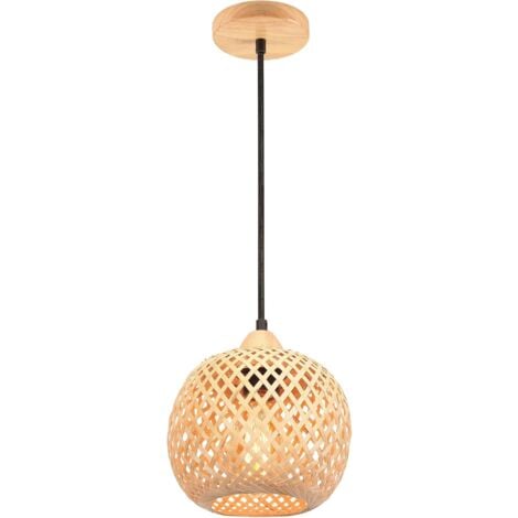 NORCKS Φ20CM Lámpara Colgante Moderna Lampara Techo De Bambú Tejido Pantalla De Bambú Plafones Vintage Para Restaurante, Sala De Estar, Cocina, Café