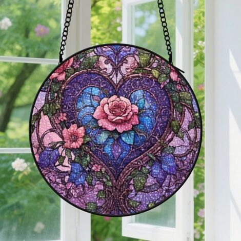 20cm Ornement Accroche-Soleil, Suspension Vitrail pour Fenêtre, Accroche-Soleils pour Fenêtres Ornements Suspendus, Décoration de Fenêtre  Cadeau pour Amateurs de Nature, Cadeaux pour Mère et Grand-Mè