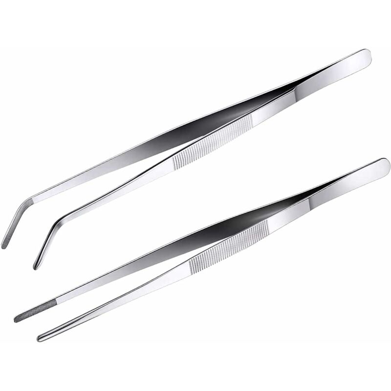 Ersandy - 20cm Pince Cuisine Pincette Précision 2PC Professionnel Pince du Chef Pincette Culinaire de precision pour Viande Barbecue Décoration(20)