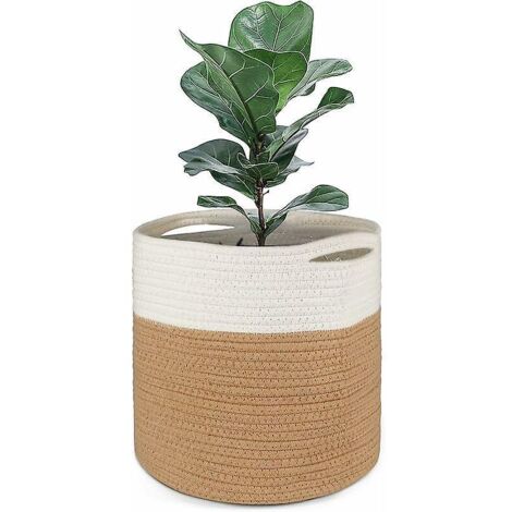 20cm Pot De Fleurs De Avec Doublure, Panier De Rangement Tiss En Coton Cache Pot Plante Interieur Pour Plantes D'intrieur, Pot De Fleurs Et Dcorat