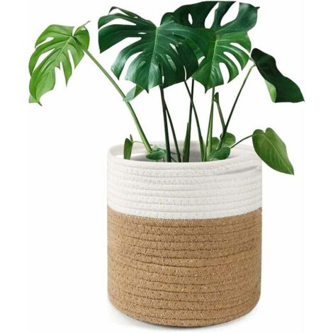 20cm Pot de Fleurs de avec Doublure, Panier de Rangement tissé en Coton Cache Pot Plante pour Plantes d'intérieur, décoration de la Maison (20 cm x 20 cm)