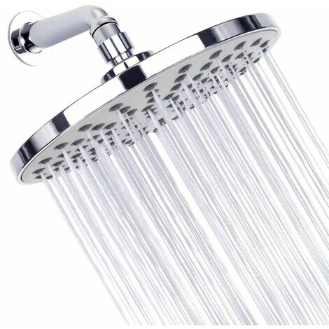 20cm Shower Head - 304 Stainless Steel Round High Pressure Shower Head for Comfortable Low Water Pressure Shower - Wall or Ceiling Mounted (Chrome)