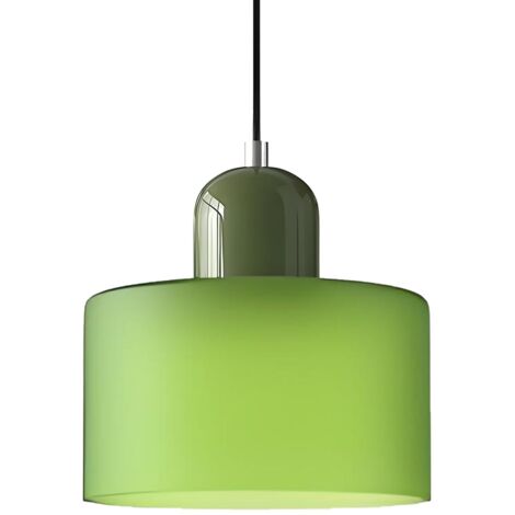 20cm Suspension Scandinave Moderne en Verre, Lampe Suspendue E27, Hauteur Réglable 200 cm, Métal & Verre, Luminaire Design pour Cuisine, Salle à Manger, Salon, Café, Bar (Vert mat)