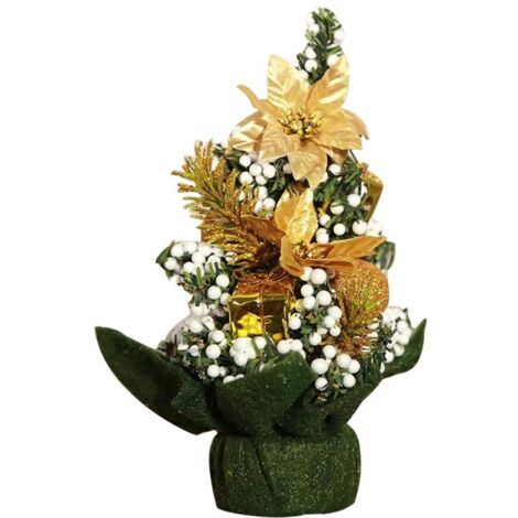 20cm Table Top Christmas Tree Mini Artificial Tree with Colorful Balls and Ornaments Small Tree for Home Decoration Ideal for Christmas (Gold)