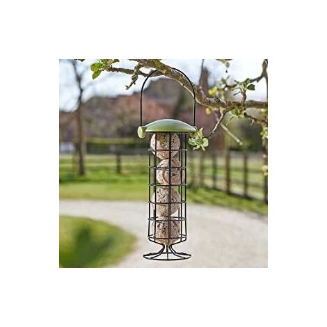 20cm Twist Top Bird Feeder Hanging Caged Bird Feeder Garden Outdoor Wild Bird Feeding Station Suitable for Bird Seeds, Peanuts, Suet Nuts, Fat Balls Guard Feeder (Suet Ball Feeder)