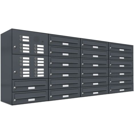 20er Briefkasten Anlage Aufputz - Wandmontage RAL 7016 Anthrazit Klingel
