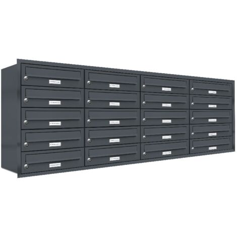 20er Briefkasten Anlage Unterputz Montage RAL 7016 Anthrazit
