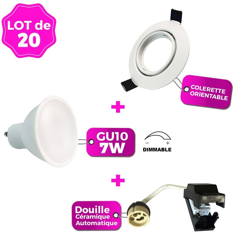 20er Pack Bodeneinbaustrahler Schwenkbar Weiss Mit Led Lampe 7w Gu10 Dimmbar Kaltweiss 6000k 20kitgu107wdimm6000k