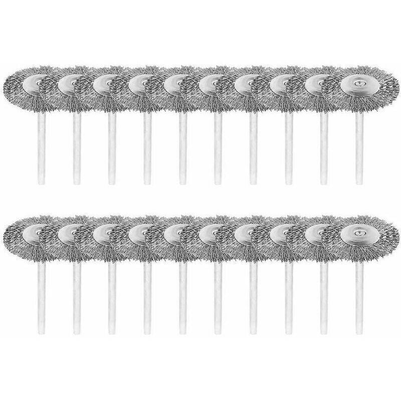 Image of Mumu - 20er-Pack Drahtbürsten mit 3-mm-Schaft, Edelstahl-Polierwerkzeug