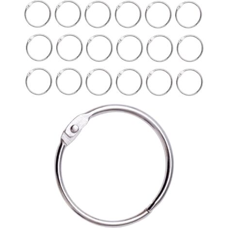 20er-Pack Duschvorhangringe mit Metallhaken – 50 mm große, zu öffnende runde Ringe für Vorhänge, Badezimmer, Zuhause, Aktenschränke – metallisch