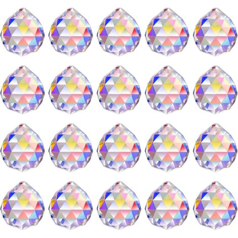 20er-Pack Kristallkugeln (20 mm) Prismen, Sonnenfänger, Regenbogen-Anhänger, Hängekristalle, Prismen für Fenster, Feng Shui, Geschenkidee