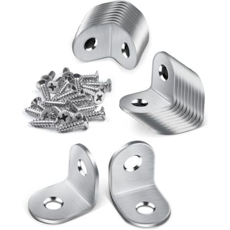 20er-Pack Metallwinkel, 20 x 20 mm Befestigungswinkel, 90°-Befestigungswinkel, Edelstahlwinkel mit Schrauben, kleine Metallwinkel zur Befestigung von Holzmöbeln