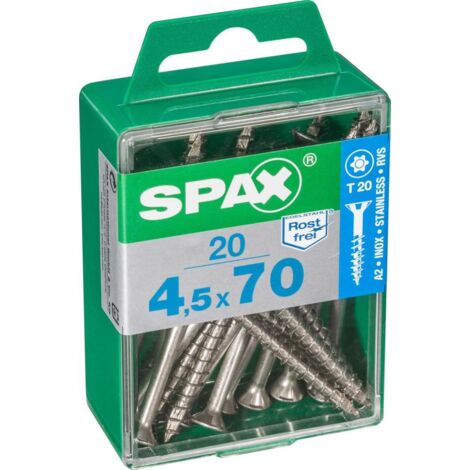 20er-Pack SPAX Senkkopf-Torxschrauben aus Edelstahl, Durchmesser 4,5 mm x Länge 70 mm SPAX