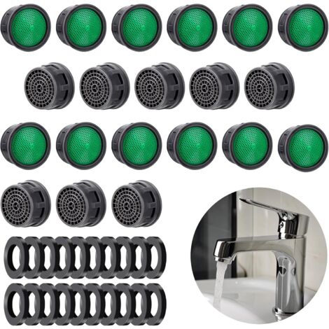 20er-Pack Wasserhahnbelüfter, Ersatzteile mit Wasserhahn-Abdeckungsdichtung, Durchflussbegrenzer, Filtereinsatz, wassersparend, Durchflussbegrenzer für Badezimmer, Küche