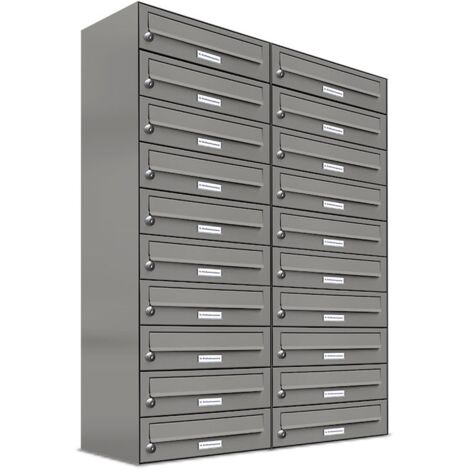 20er Premium Briefkasten Aluminiumgrau RAL Farbe 9007 für Außen Wand Postkasten 2x10