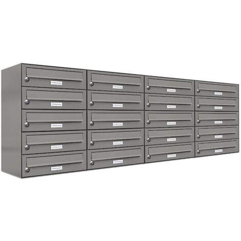 20er Premium Briefkasten Aluminiumgrau RAL Farbe 9007 für Außen Wand Postkasten 4x5