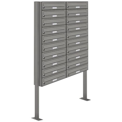 20er Premium Standbriefkasten RAL 9007 freistehend Postkasten Ständer 2x10