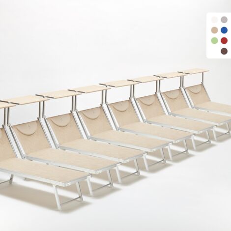 20er Set Liegestühle Strandliegen Sonnenliegen aus Aluminium Santorini - Beige