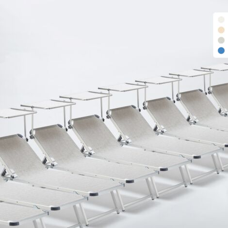 20er Set Nettuno Aluminium Sonnenliegen mit verstellbarem Sonnendach - Grau
