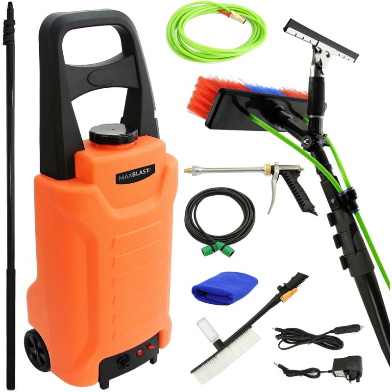 Maxblast - 20ft Water Fed Cleaning Pole & 30L Water Trolley Cleaning System