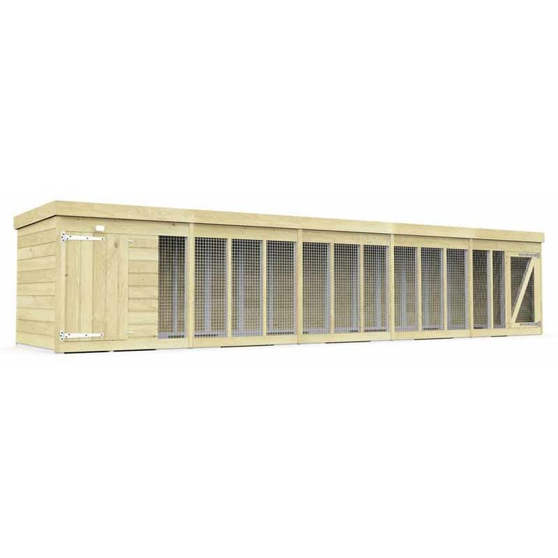 20ft x 4ft Dog Kennel and Run - Wood - L 127 x W 589 x H 127 cm