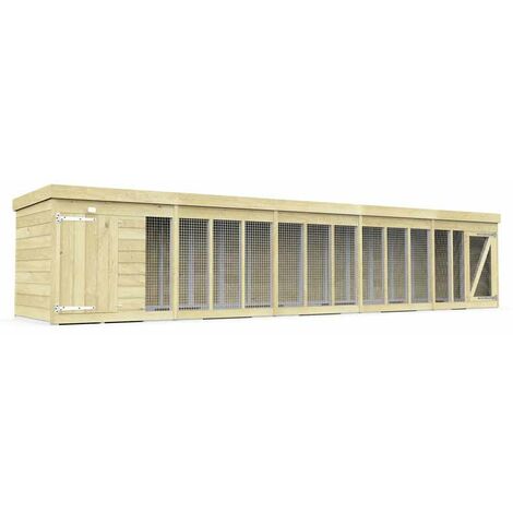 20ft x 4ft Dog Kennel and Run - Wood - L127 x W589 x H127 cm