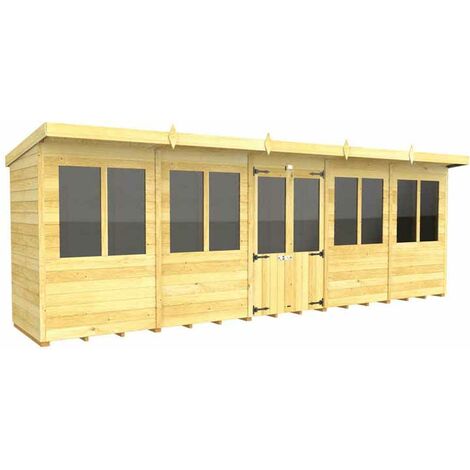 20ft x 4ft Pent Summer House - Wood - L118 x W589 x H201 cm