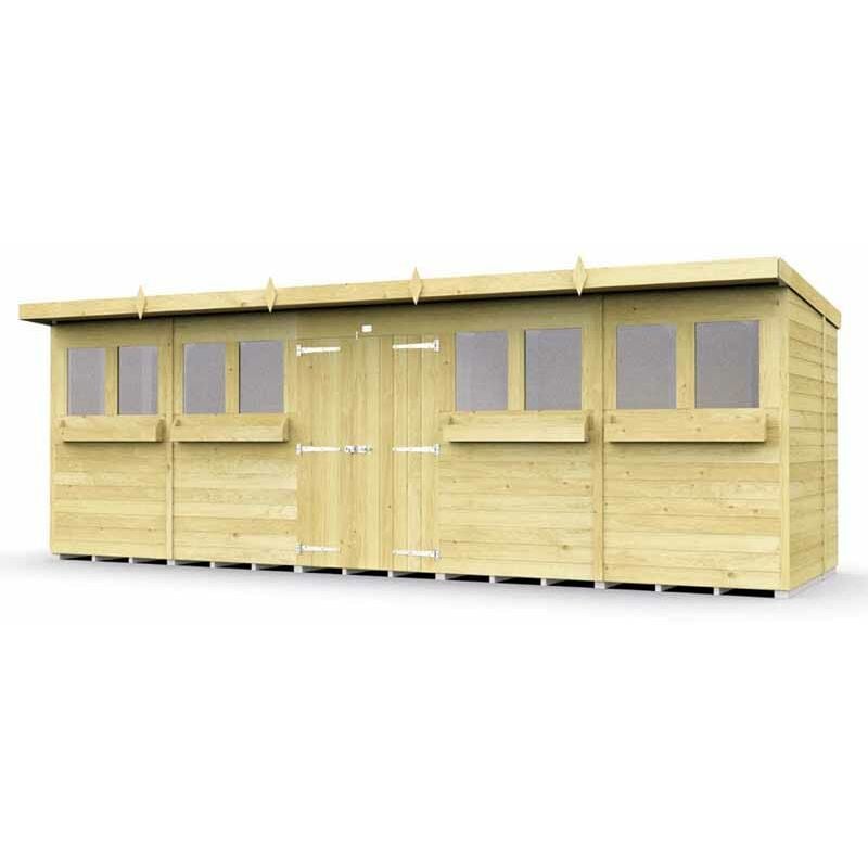 20 x 5 Feet Pent Summer Shed - Wood - L147 x W589 x H201 cm