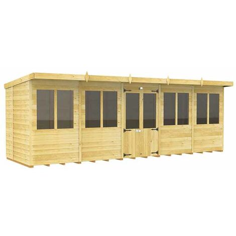 20ft x 6ft Pent Summer House - Wood - L178 x W589 x H201 cm