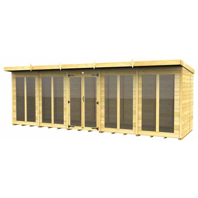 20ft x 7ft Pent Summer House (Full Height Window) - Wood - L 214 x W 589 x H 201 cm