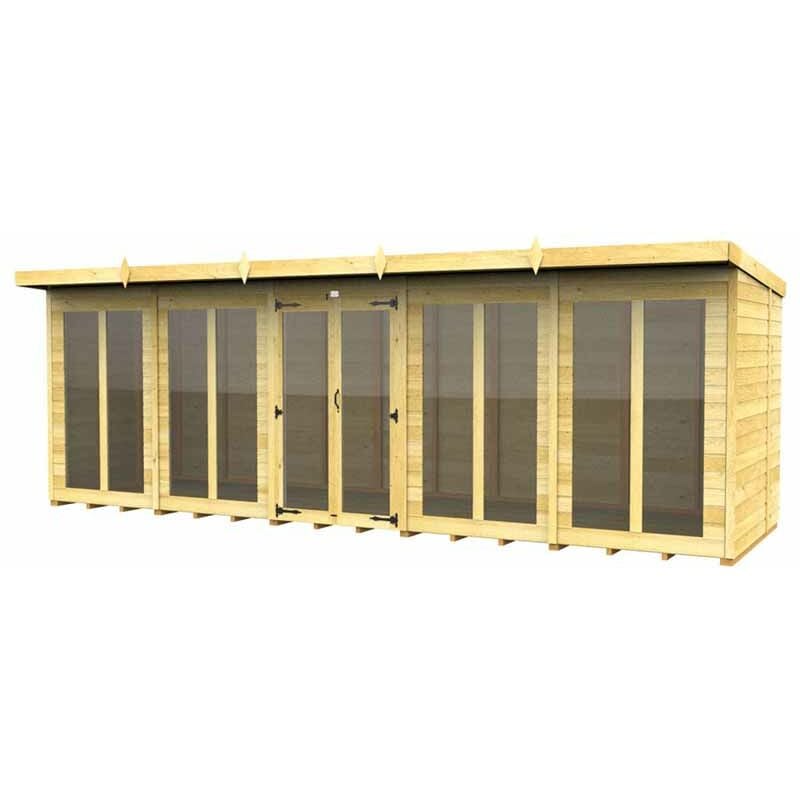 20ft x 8ft Pent Summer House (Full Height Window) - Wood - L 231 x W 589 x H 201 cm