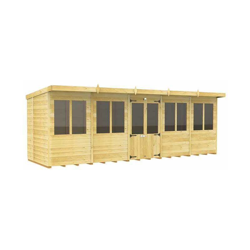 20ft x 8ft Pent Summer House - Wood - L 231 x W 589 x H 201 cm