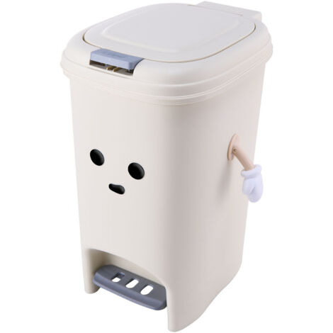 20L Foot Pedal & Press-to-Open Cream White Trash Bin