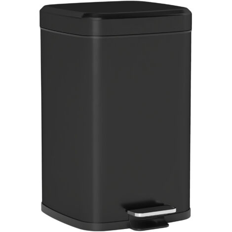 20L Modern Boxy Metal Home Kitchen Bin - Black