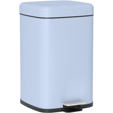 20L Modern Boxy Metal Home Kitchen Bin - Light Blue