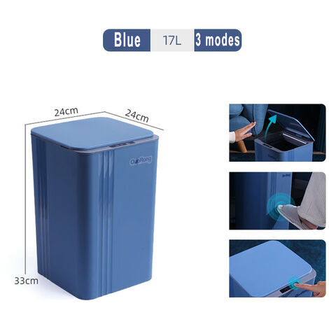 20L Smart Sensor Mülleimer Bad Wasserdichte Intelligente Abfall Bins Abfall Papier Korb Haushalt Automatische Reinigung Werkzeuge,17L-Blue,Rechargeable